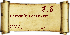 Bognár Benignusz névjegykártya
